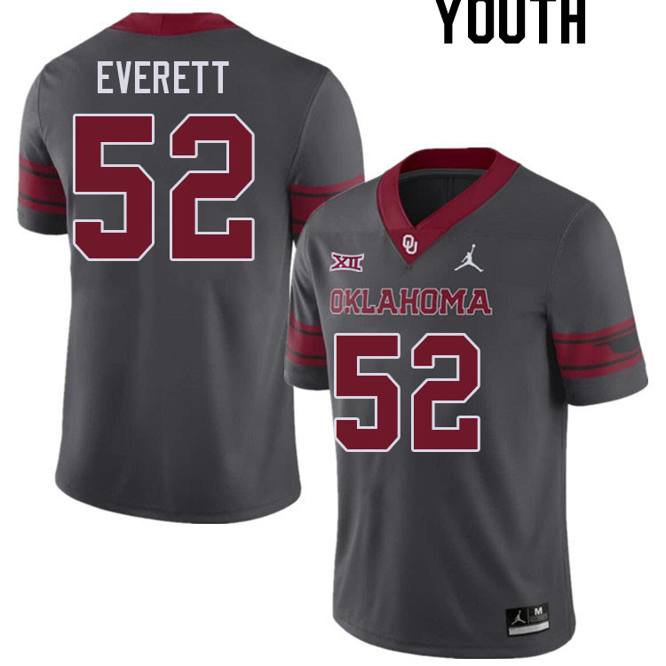 Youth #52 Troy Everett Oklahoma Sooners College Football Jerseys Stitched Sale-Charcoal